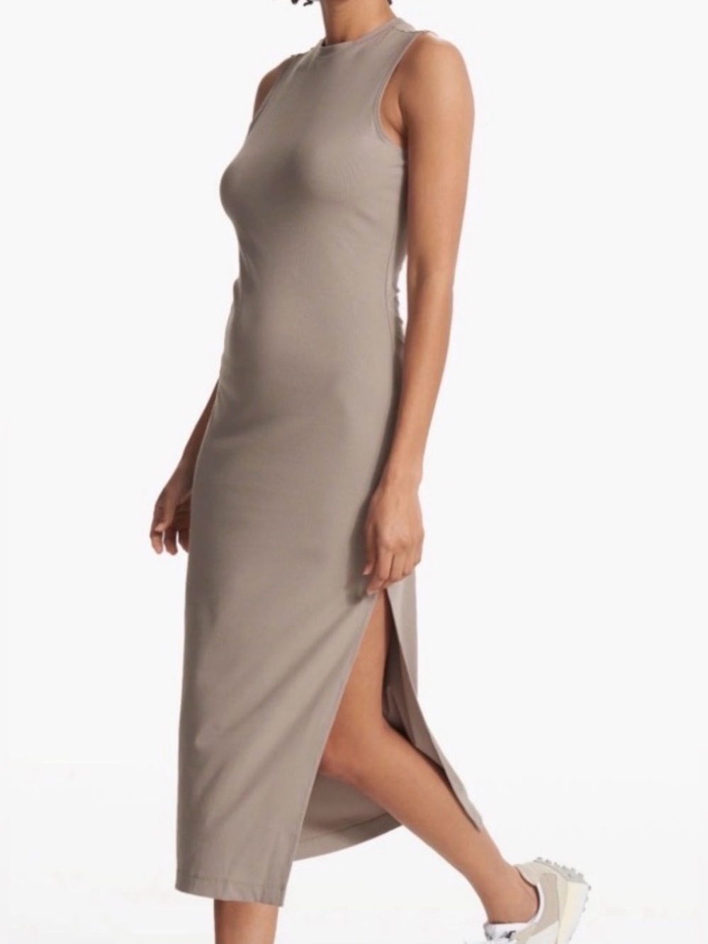 Vuori Pose Sands Dress - Graphite Beige Tan - Women's Rib Dress, Medium